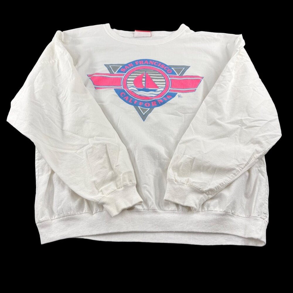Vintage Cottontops San Francisco California Large White‎ Pullover Sweatshirt